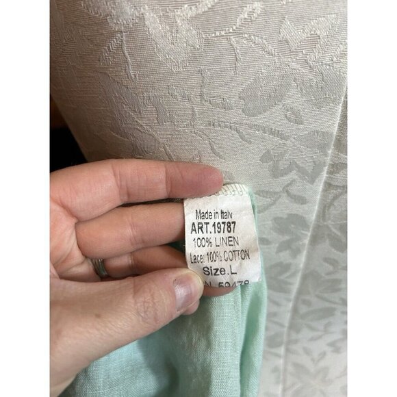 Valentina Naldi ITALY Top LINEN Sleeveless Relaxed Babydoll Light Green Sz L - Picture 6 of 7
